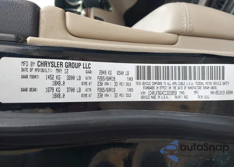 2012 Jeep Grand Cherokee Limited z USA, uszkodzony, nr VIN 1C4RJFBGXCC323959